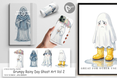 Grumpy Rainy Day Ghost Art Digital Paper Product Image 1