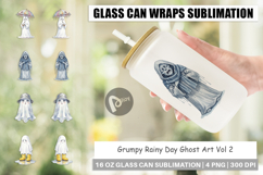 Grumpy Rainy Day Ghost Art Glass Can Product Image 1