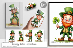 Grumpy Retro Leprechaun Digital Paper Product Image 1