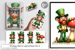 Grumpy Retro Leprechaun Digital Paper Product Image 1