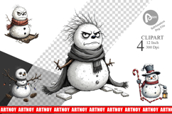 Grumpy Snowman Clipart Product Image 1
