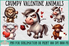 Grumpy Valentine Animals | Sublimation or Print Clipart Product Image 1