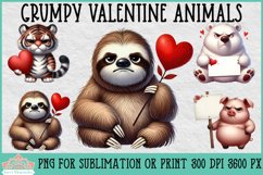 Grumpy Valentine Animals | Sublimation or Print Clipart Product Image 1