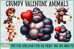 Grumpy Valentine Animals | Sublimation or Print Clipart Product Image 1