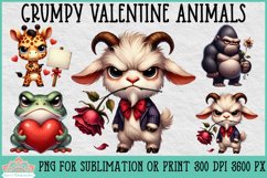 Grumpy Valentine Animals | Sublimation or Print Clipart Product Image 1