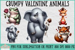 Grumpy Valentine Animals | Sublimation or Print Clipart Product Image 1