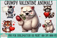 Grumpy Valentine Animals | Sublimation or Print Clipart Product Image 1