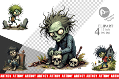 Grumpy Zombie Clipart Product Image 1