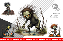 Grumpy Zombie Clipart Product Image 1