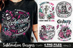 Antisocial Sarcastic PNG Funny Sublimation 4 Designs Product Image 4