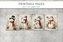 grunge christmas pages, snowman printable pages Product Image 2