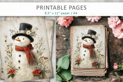 grunge christmas pages, snowman printable pages Product Image 3
