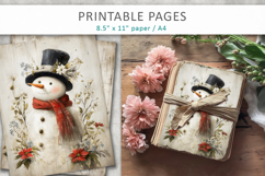 grunge christmas pages, snowman printable pages Product Image 4
