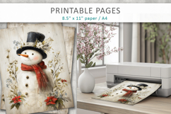 grunge christmas pages, snowman printable pages Product Image 5