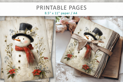 grunge christmas pages, snowman printable pages Product Image 6