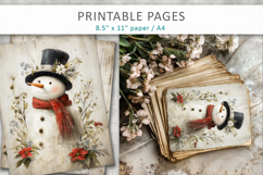 grunge christmas pages, snowman printable pages Product Image 7