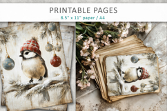 grunge Christmas, birds grunge junk journal Product Image 6
