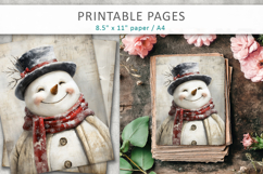 grunge Christmas junk journal, snowman pages Product Image 3