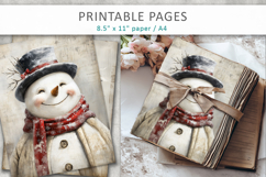 grunge Christmas junk journal, snowman pages Product Image 5