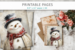 grunge Christmas junk journal, snowman pages Product Image 7