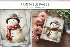 Christmas junk journal, snowman grunge pages Product Image 3