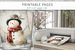 Christmas junk journal, snowman grunge pages Product Image 4