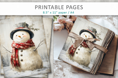 Christmas junk journal, snowman grunge pages Product Image 5