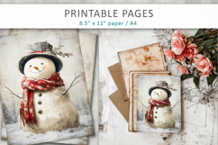 Christmas junk journal, snowman grunge pages Product Image 7
