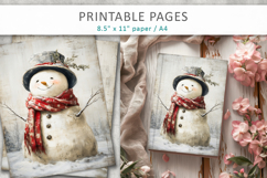 Christmas junk journal, snowman grunge pages Product Image 8