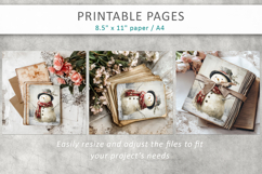 Christmas junk journal, snowman grunge pages Product Image 9