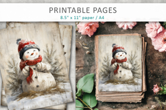 Christmas junk journal, snowman printable paper Product Image 3