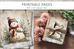 Christmas junk journal, snowman printable paper Product Image 4