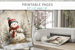 Christmas junk journal, snowman printable paper Product Image 5