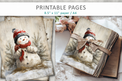 Christmas junk journal, snowman printable paper Product Image 6