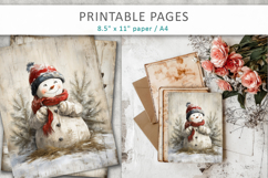 Christmas junk journal, snowman printable paper Product Image 7
