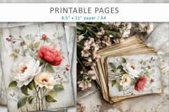 grunge floral pages, vintage scrapbook Product Image 7