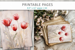 grunge floral junk journal, floral paper Product Image 4