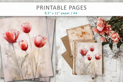 grunge floral junk journal, floral paper Product Image 5