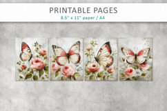 grunge floral junk journal, butterfly pages Product Image 2