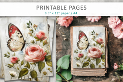 grunge floral junk journal, butterfly pages Product Image 3