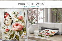 grunge floral junk journal, butterfly pages Product Image 5