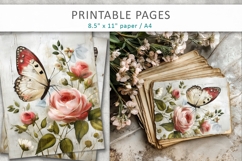 grunge floral junk journal, butterfly pages Product Image 6