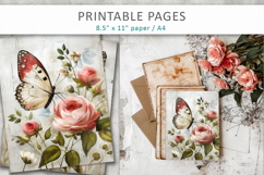grunge floral junk journal, butterfly pages Product Image 7