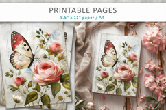 grunge floral junk journal, butterfly pages Product Image 8
