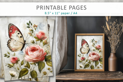 grunge floral junk journal, butterfly pages Product Image 9