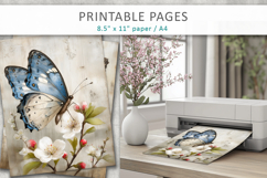 grunge floral junk journal pages, butterfly printable Product Image 3