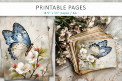 grunge floral junk journal pages, butterfly printable Product Image 4