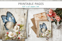grunge floral junk journal pages, butterfly printable Product Image 5