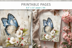 grunge floral junk journal pages, butterfly printable Product Image 6