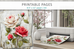 grunge floral junk journal pages, scrapbook paper Product Image 5